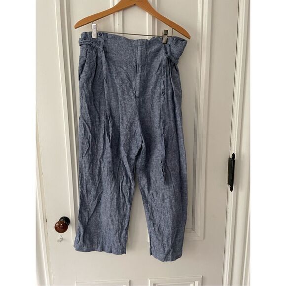 H&M chambray blue linen pants 10 - Picture 1 of 3